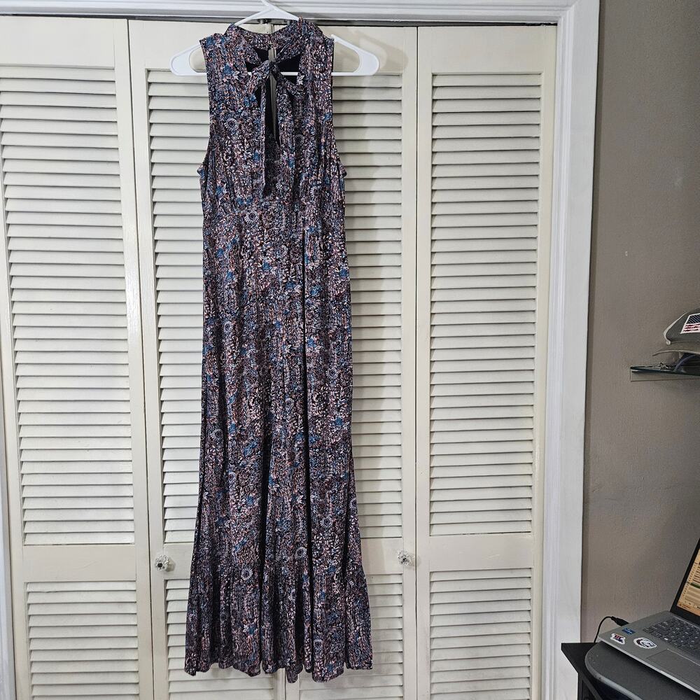 Maeve by Anthropologie Floral Wide Leg Jumpsuit Sz 2 Boho Ruffle Hem CottageCore